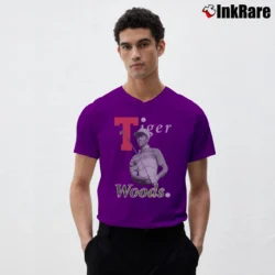 Men’s Tiger Woods Masters Champion 90s Rap V-Neck Tee in purple | Sharp, Breathable, Everyday Staple