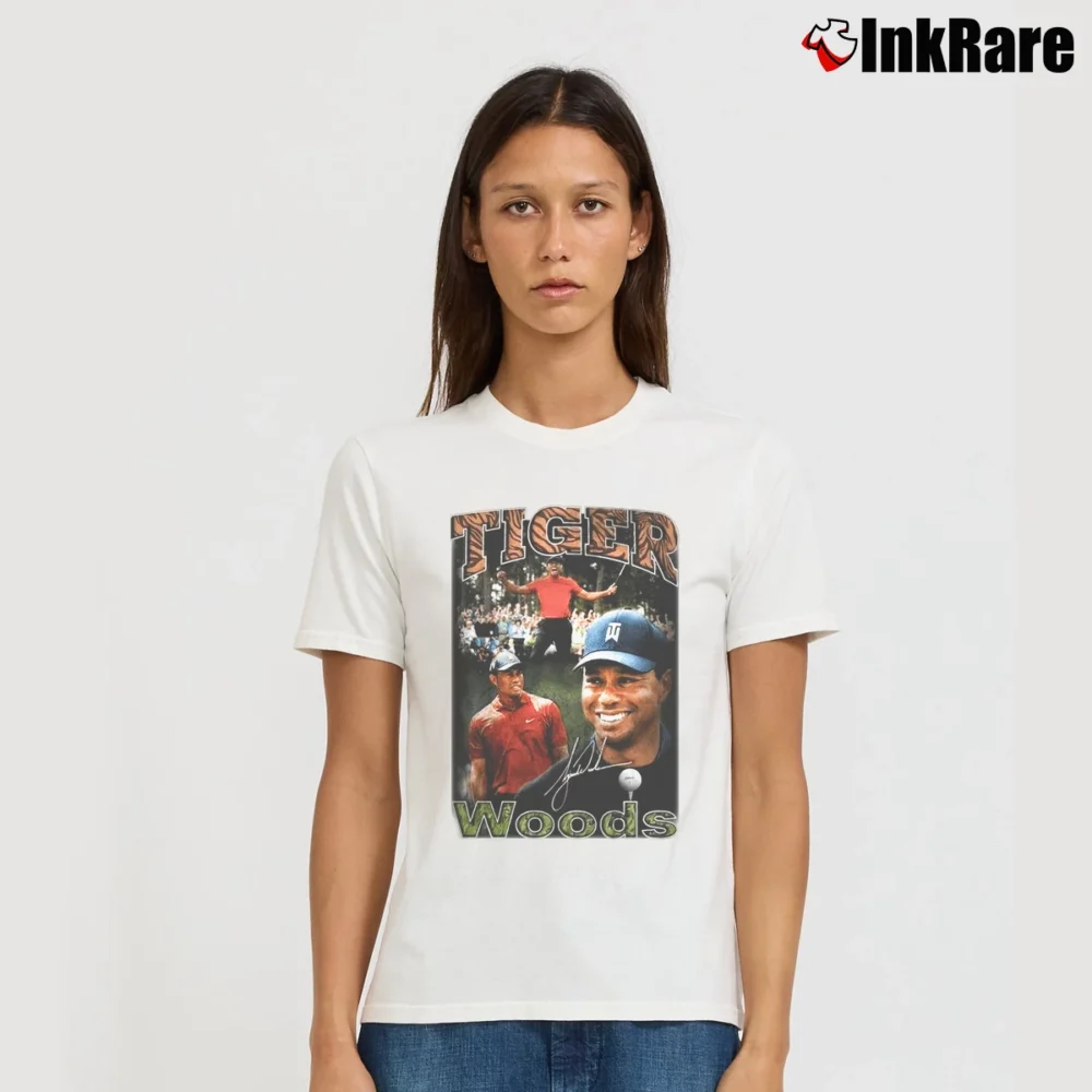 Women’s Tiger Woods The Masters Champion 90s Signature T-Shirt in white | Soft, Flattering Fit