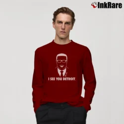 Men’s Tigers Announcer Rod Allen I See You Detroit Long-Sleeve Shirt in maroon | Sleek, Lightweight, Year-Round Wear