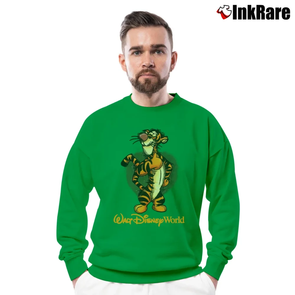 Men’s Tigger Character Walt Disney Crewneck Sweatshirt in irish green | Cozy Fabric, Clean Style