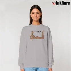 Women’s Tigra Pinup Horror Heavy Metal Jungle Relaxed Sweatshirt in sport grey | Soft, Laid-Back Vibe