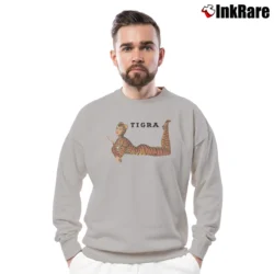 Men’s Tigra Pinup Horror Heavy Metal Jungle Crewneck Sweatshirt in sport grey | Cozy Fabric, Clean Style