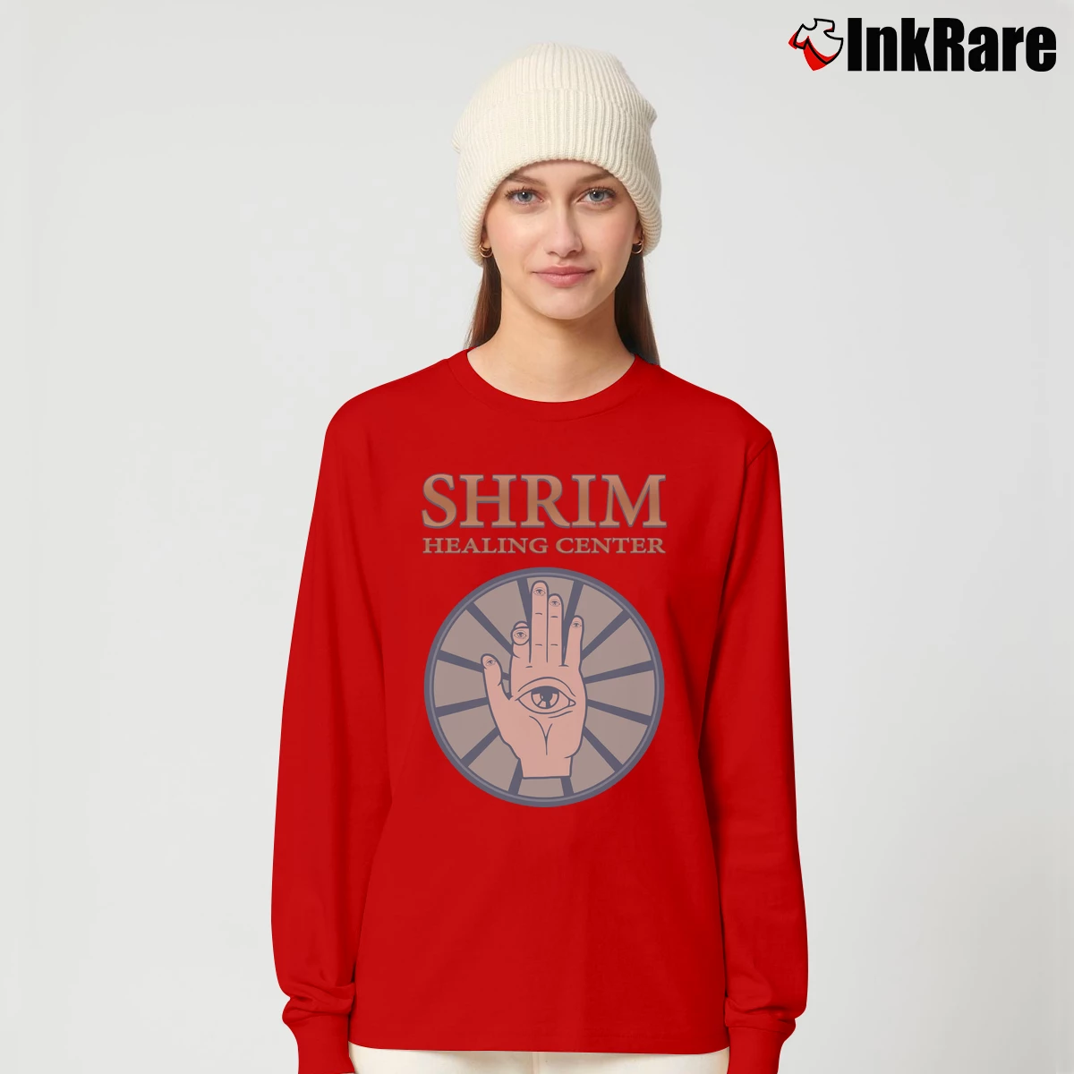 Women’s Tim And Eric Pre Shrim Comedy Graphic Long-Sleeve Top in red | Sleek, Versatile, All-Season