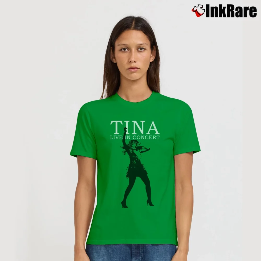 Women’s Tina Turner Singing Live In Concert Signature T-Shirt in irish green | Soft, Flattering Fit