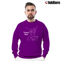 Men’s Tinker Bell Animated Character Disney Crewneck Sweatshirt in purple | Cozy Fabric, Clean Style