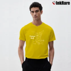 Men’s Tinker Bell Animated Character Disney V-Neck Tee in yellow | Sharp, Breathable, Everyday Staple