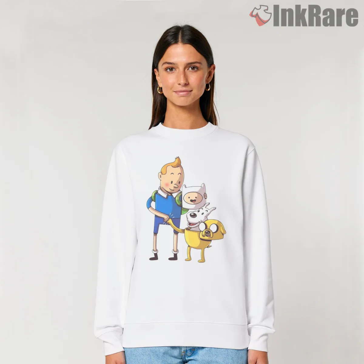 Tintin Adventure Time Finn Jake Crossover Cartoon Shirt Tintin Adventure Time Finn Jake Crossover Cartoon Shirt on graphic shirt for women graphic tee