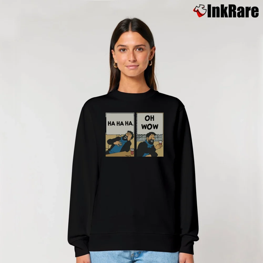 Women’s Tintin Captain Haddock Oh Wow Relaxed Sweatshirt in black | Soft, Laid-Back Vibe