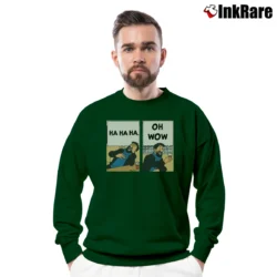 Men’s Tintin Captain Haddock Oh Wow Crewneck Sweatshirt in forest green | Cozy Fabric, Clean Style