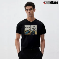 Men’s Tintin Captain Haddock Oh Wow V-Neck Tee in black | Sharp, Breathable, Everyday Staple