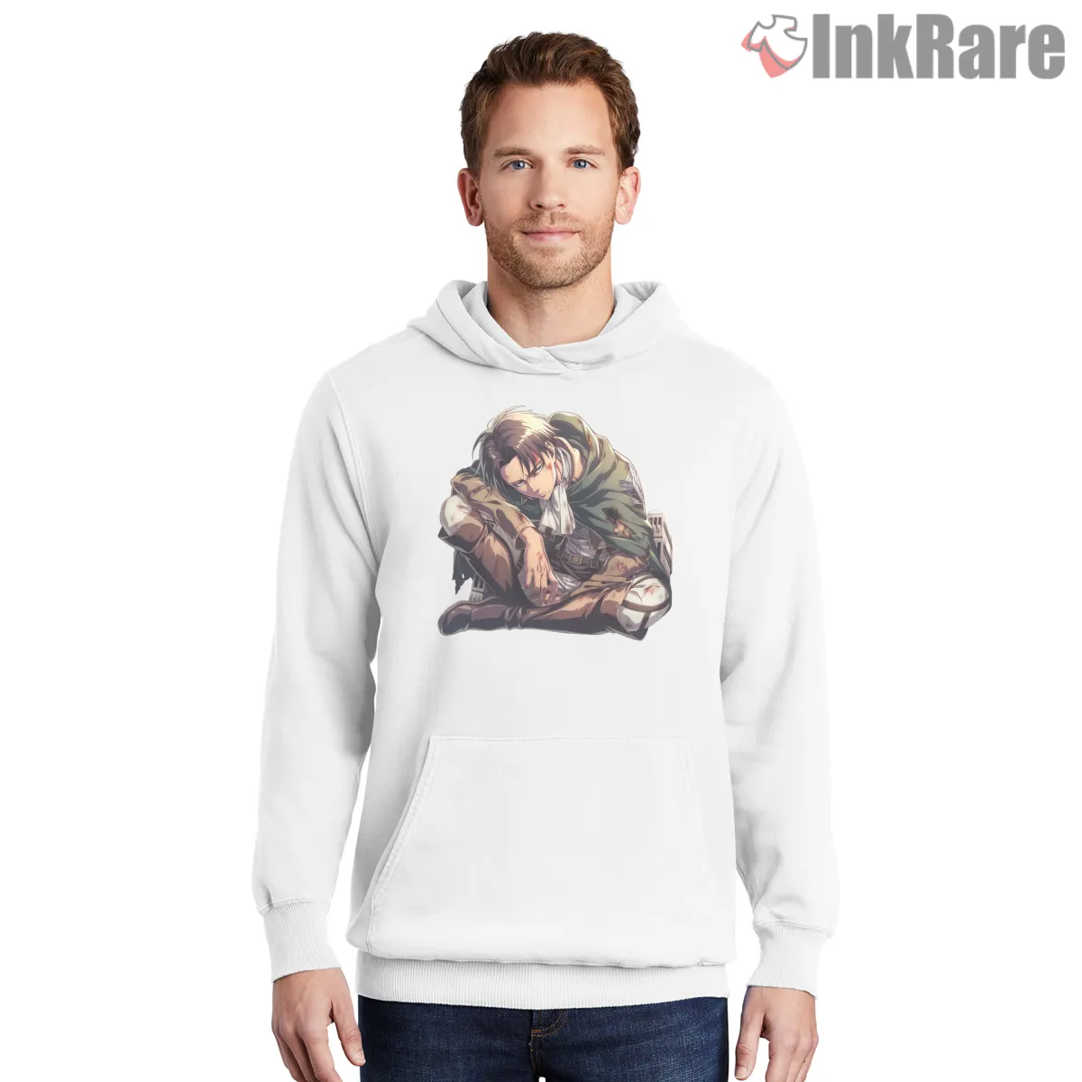 Tired Captain Levi Resting Cloak Shirt on white hoodie for men graphic tee