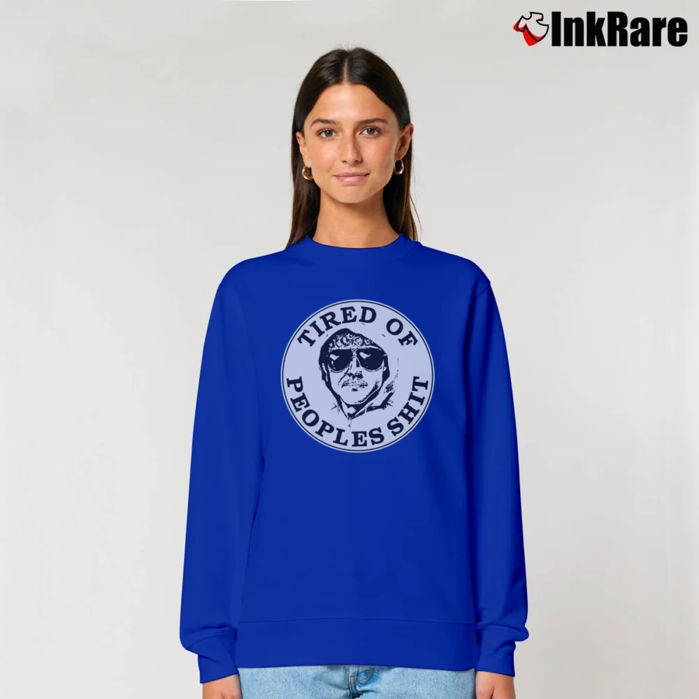 Women’s Tired Of People's Shit Unabomber Relaxed Sweatshirt in royal blue | Soft, Laid-Back Vibe