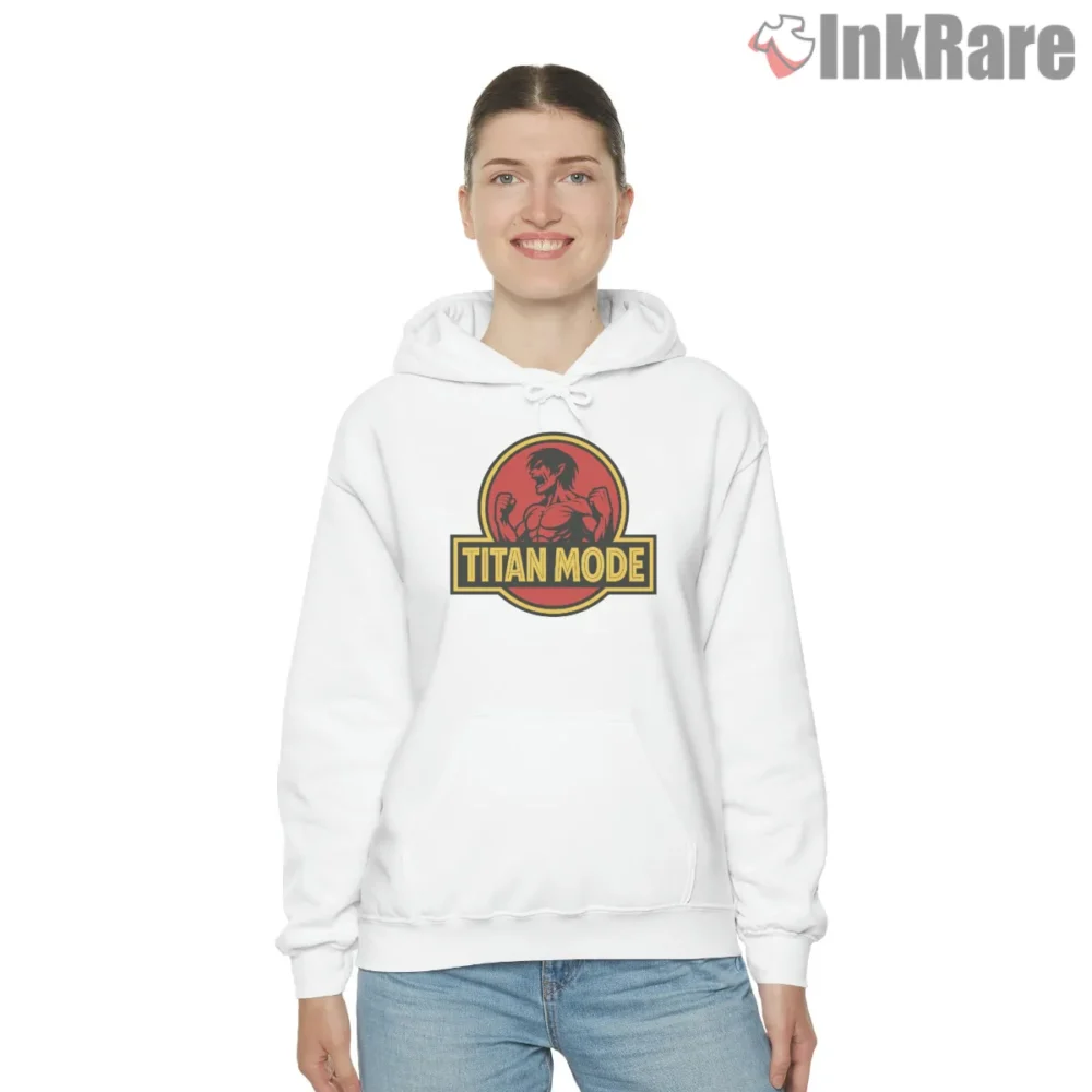 Titan Mode Eren Muscle Park Parody Shirt on white hoodie for women graphic tee