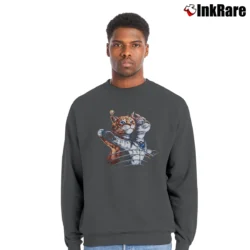 Men’s Titanic Cat Funny Cat Lover Rose And Jack Design Crewneck Sweatshirt in charcoal | Cozy Fabric, Clean Style