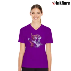 Women’s Titanic Cat Funny Cat Lover Rose And Jack Design V-Neck Tee in purple | Chic Neckline, Soft Texture
