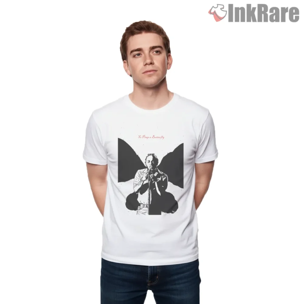 To Pimp A Butterfly Kendrick Lamar Angel Wings Tribute Shirt on white short sleeve shirt for men graphic tee