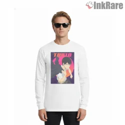 Tobio Kageyama Neon Retro Aura Anime Shirt on white long sleeve shirt for men graphic tee