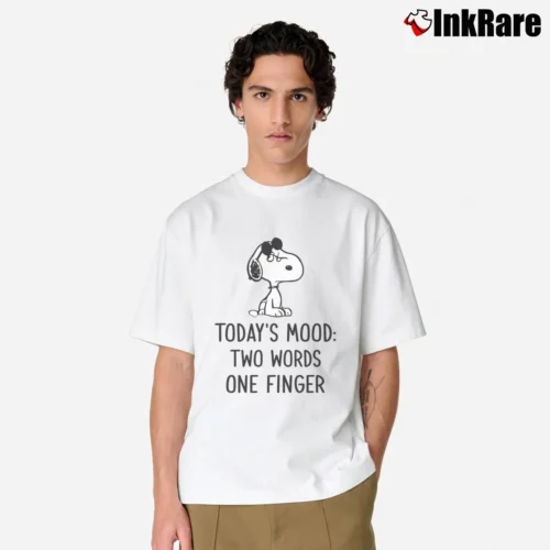 Today’s Mood Two Words One Finger Snoopy Men’s Classic Tee in white – Premium Comfort Men’s Today's Mood Two Words One Finger Snoopy Classic T-Shirt in white | Soft, Breathable Everyday Wear