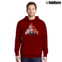 Men’s Todoroki Shouto My Hero Academia Pokemon Vulpix Pullover Hoodie in maroon | Cozy, Durable, Modern Fit
