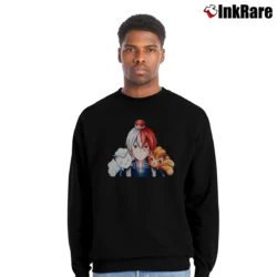 Men’s Todoroki Shouto My Hero Academia Pokemon Vulpix Crewneck Sweatshirt in black | Cozy Fabric, Clean Style