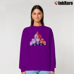 Women’s Todoroki Shouto My Hero Academia Pokemon Vulpix Relaxed Sweatshirt in purple | Soft, Laid-Back Vibe