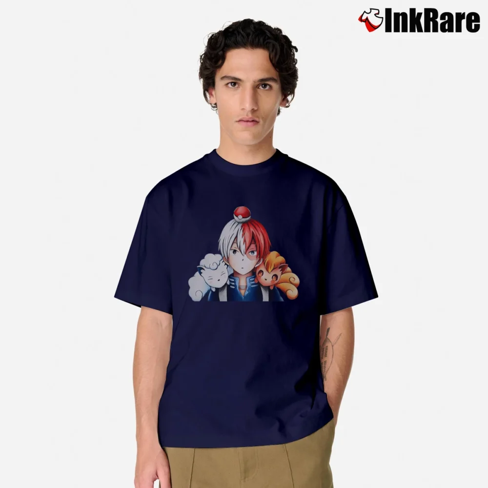 Men’s Todoroki Shouto My Hero Academia Pokemon Vulpix Classic T-Shirt in navy | Soft, Breathable Everyday Wear