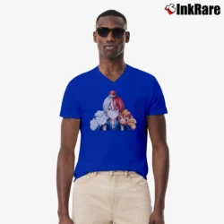 Men’s Todoroki Shouto My Hero Academia Pokemon Vulpix V-Neck Tee in royal blue | Sharp, Breathable, Everyday Staple