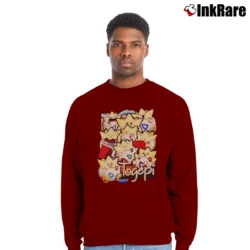Men’s Togepi Pokemon Retro Custom Graphic Crewneck Sweatshirt in maroon | Cozy Fabric, Clean Style
