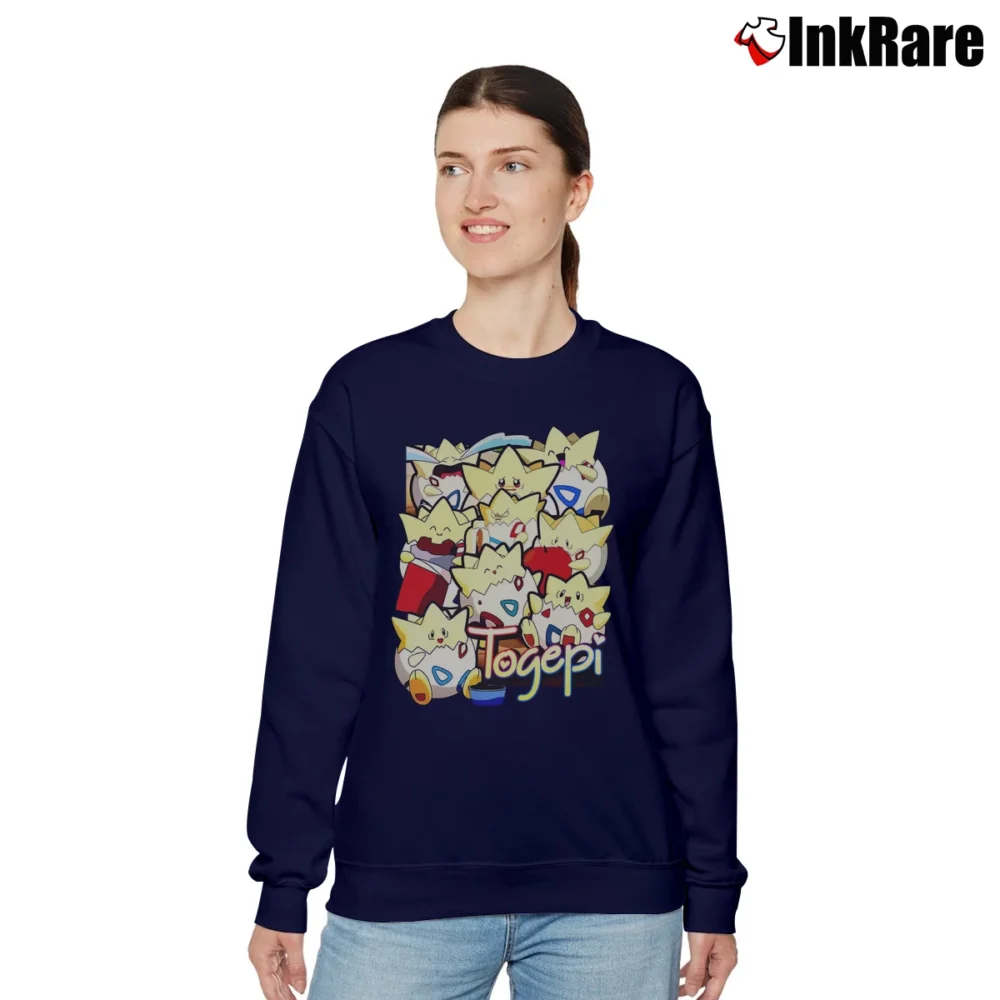 Women’s Togepi Pokemon Retro Custom Graphic Relaxed Sweatshirt in navy | Soft, Laid-Back Vibe
