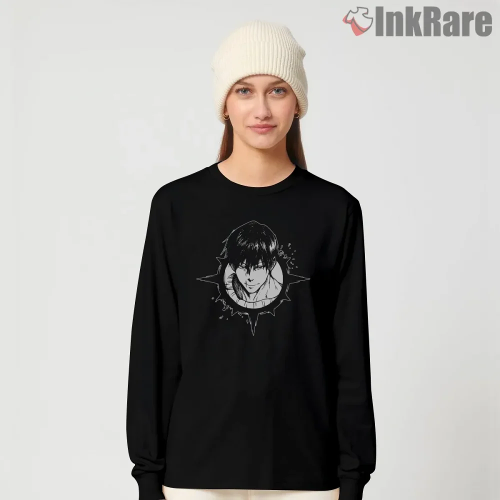 Toji Fushiguro Minimal Spiked Emblem Anime Shirt on black long sleeve shirt for women graphic tee