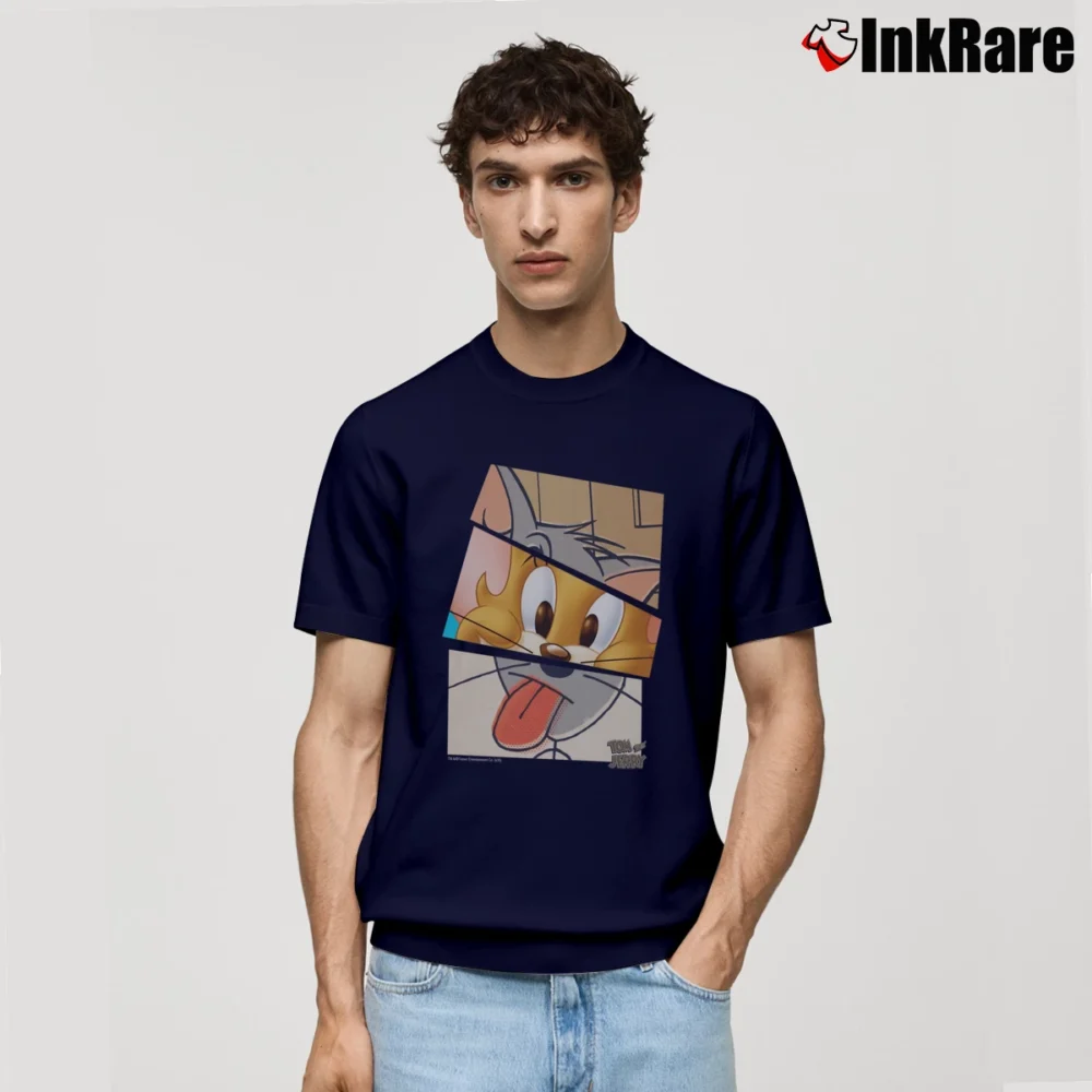 Men’s Tom And Jerry Cartoon Mashup Classic Classic T-Shirt in navy | Soft, Breathable Everyday Wear