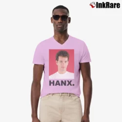 Men’s Tom Hanks Graphic V-Neck Tee in light pink | Sharp, Breathable, Everyday Staple