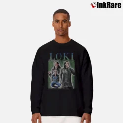 Men’s Tom Hiddleston Loki Laufeyson Retro Long-Sleeve Shirt in black | Sleek, Lightweight, Year-Round Wear