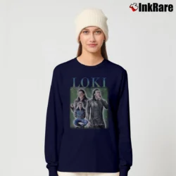 Women’s Tom Hiddleston Loki Laufeyson Retro Long-Sleeve Top in navy | Sleek, Versatile, All-Season