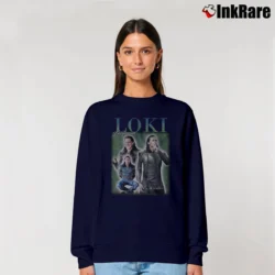 Women’s Tom Hiddleston Loki Laufeyson Retro Relaxed Sweatshirt in navy | Soft, Laid-Back Vibe