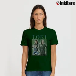 Women’s Tom Hiddleston Loki Laufeyson Retro Signature T-Shirt in forest green | Soft, Flattering Fit