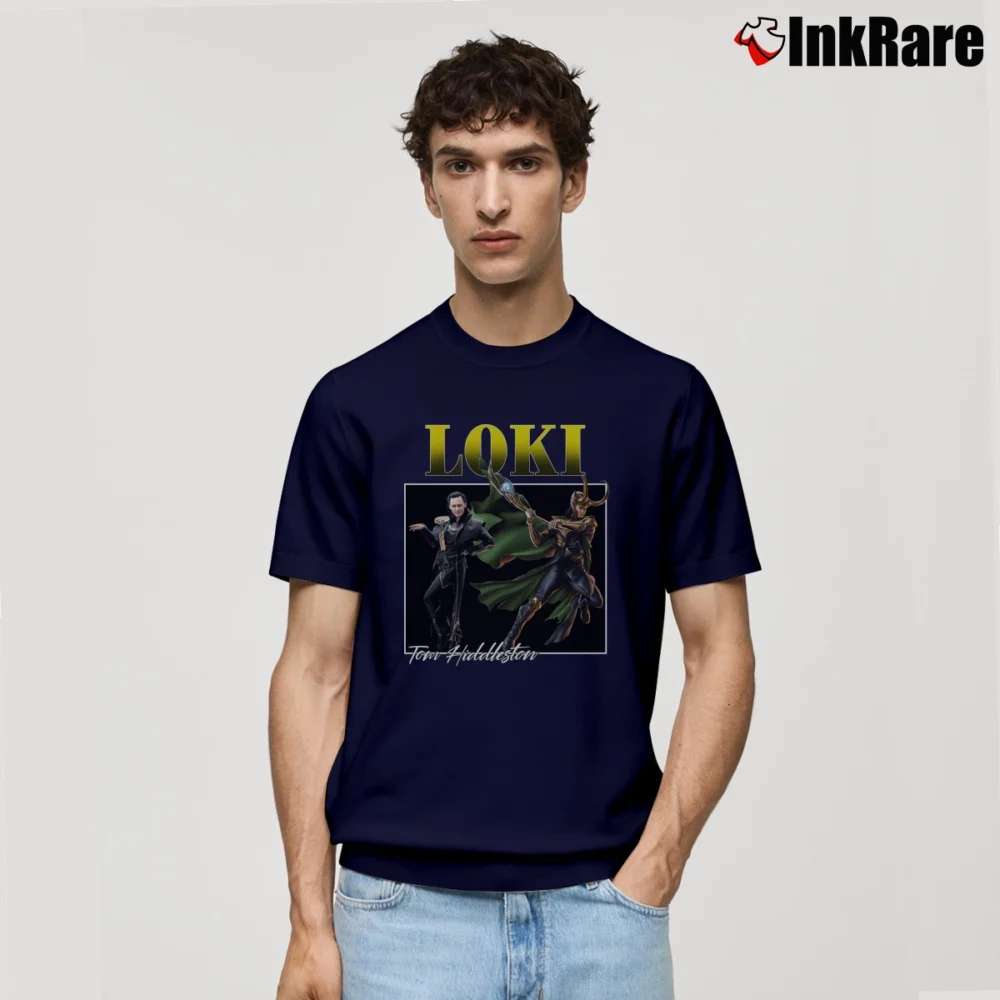 Men’s Tom Hiddleston Loki Movie Classic T-Shirt in navy | Soft, Breathable Everyday Wear