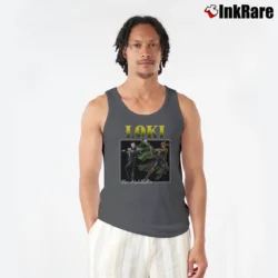 Men’s Tom Hiddleston Loki Movie Tank Top in charcoal | Breathable, Active-Friendly Design