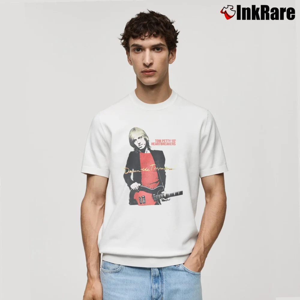 Men’s Tom Petty Damn The Torpedoes Charcoal Classic T-Shirt in white | Soft, Breathable Everyday Wear