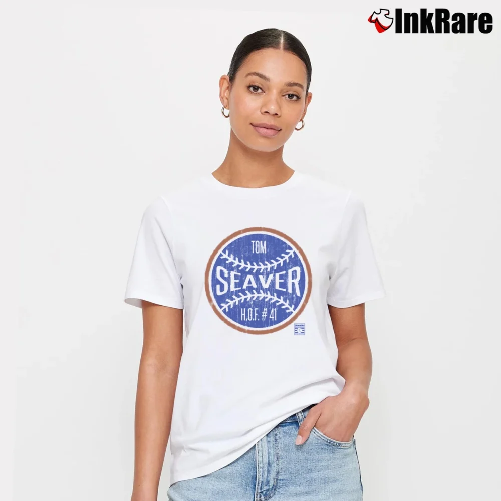 Women’s Tom Seaver New York Baseball Graphic Signature T-Shirt in white | Soft, Flattering Fit