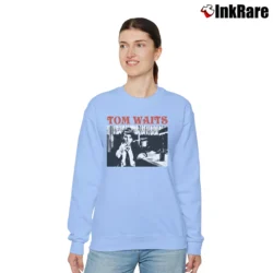 Women’s Tom Waits Amsterdam 76 Poster Relaxed Sweatshirt in light blue | Soft, Laid-Back Vibe