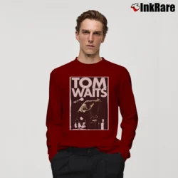 Men’s Tom Waits Retro Long-Sleeve Shirt in maroon | Sleek, Lightweight, Year-Round Wear
