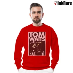 Men’s Tom Waits Retro Crewneck Sweatshirt in red | Cozy Fabric, Clean Style