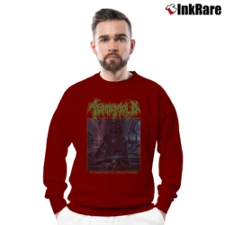 Men’s Tomb Mold Planetary Clairvoyance Crewneck Sweatshirt in maroon | Cozy Fabric, Clean Style