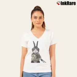 Women’s Tommery's Cat Shit One Design V-Neck Tee in white | Chic Neckline, Soft Texture