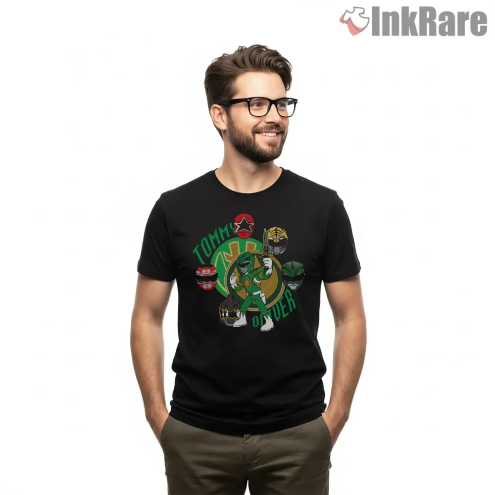 Tommy Oliver Legendary Green Ranger Tribute Shirt on black short sleeve shirt for men graphic tee