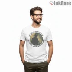 Tommy Shelby Circular Quote Silhouette Graphic Shirt on white short sleeve shirt for men graphic tee