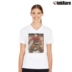 Women’s Tony Esposito Chicago Blackhawks 1969 for NHL Fans V-Neck Tee in white | Chic Neckline, Soft Texture