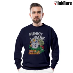 Men’s Tony The Tiger Band Rap Funky Dank Graphic Crewneck Sweatshirt in navy | Cozy Fabric, Clean Style