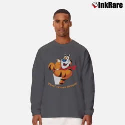 Men’s Tony The Tiger Cereal Character Long-Sleeve Shirt in charcoal | Sleek, Lightweight, Year-Round Wear